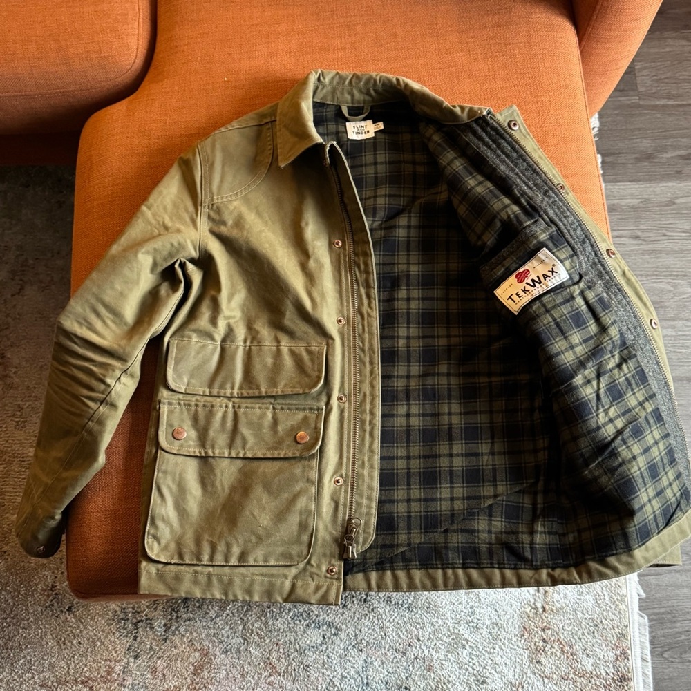 flint and tinder: flannel-lined waxed hudson jacket
